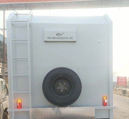 Caravan rear with spare wheel and UTC badge