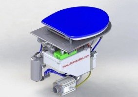Vacuum toilet — closed lid, rear assembly view
